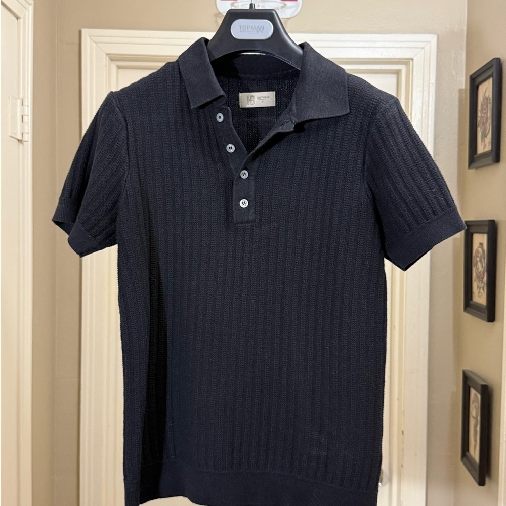 HB Knitwear Polo with Textured Pattern